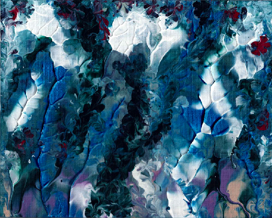 White Floral, Blue Stems in Vapor 01