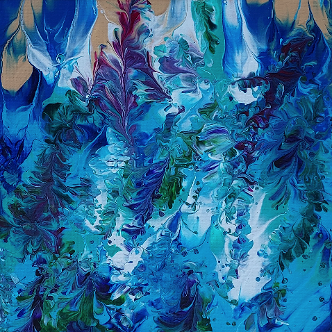 Abstract Blue Fronds 01